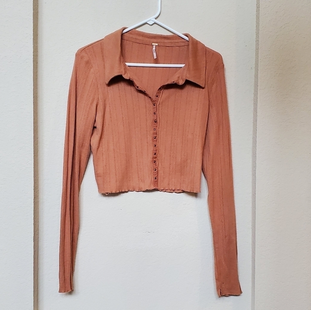 Free People On The Road Cardi Tan Brown Size L